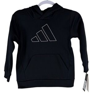 Adidas Kids Black D4T‎ Hooded Pullover Hoodie Regular Fit Size XS 7 NEW